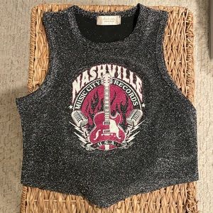 Nashville glitter cropped tank